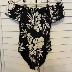 JANTZEN One-piece Swimsuit | Black And White, Hawaiian, Floral